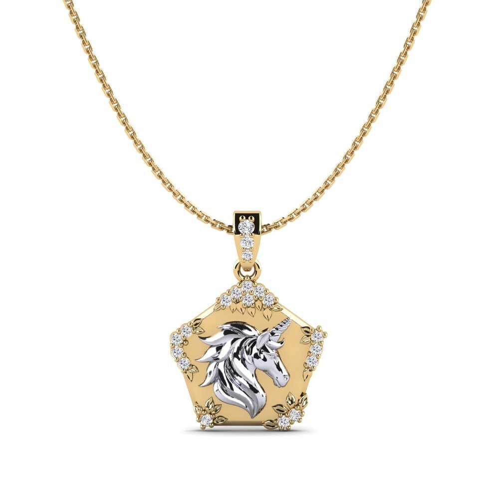Vàng-Trắng 14K Kim Cương Mặt dây chuyền nữ Exiguo