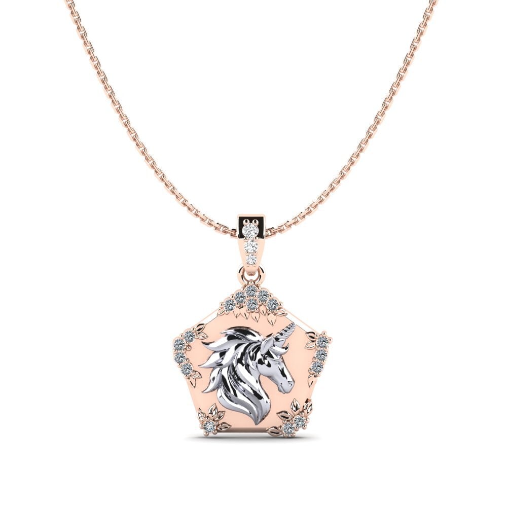 Vàng Trắng-Đỏ 9K Đá Zirconia Mặt dây chuyền nữ Exiguo