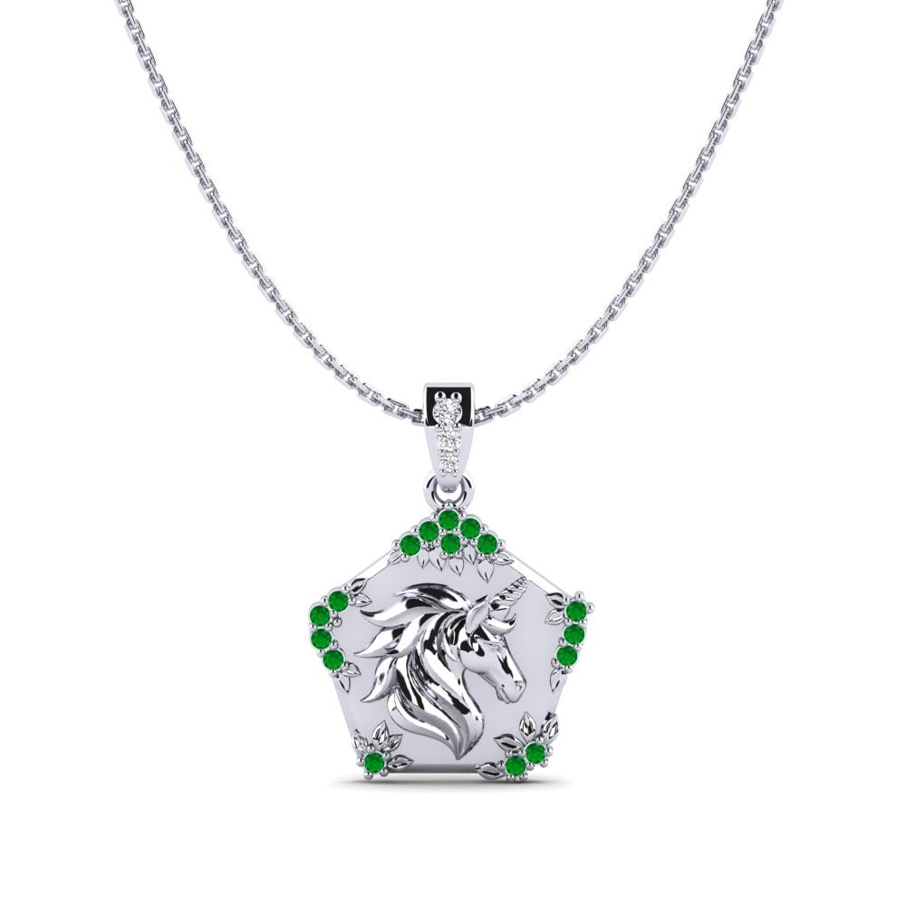Plata 925 Esmeralda Colgante de Mujer Exiguo