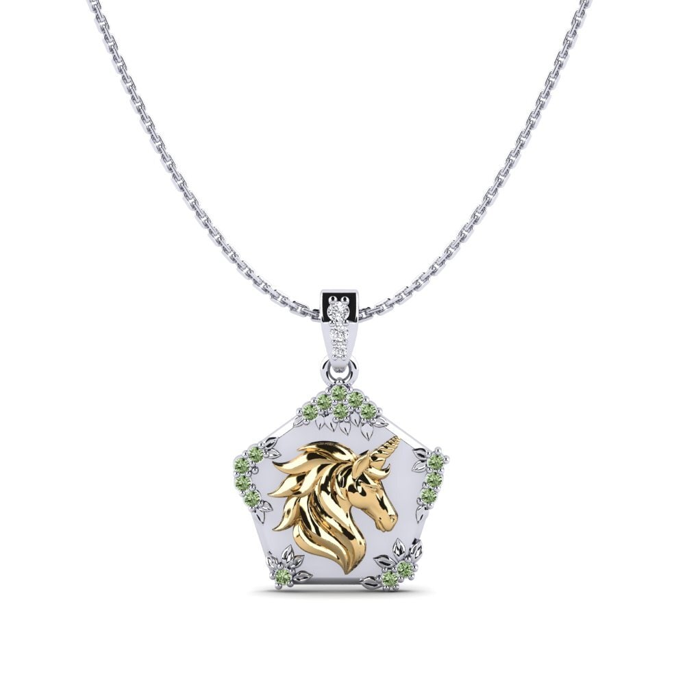 585 Weiß & Gelbgold Grüner Diamant Damen anhänger Exiguo