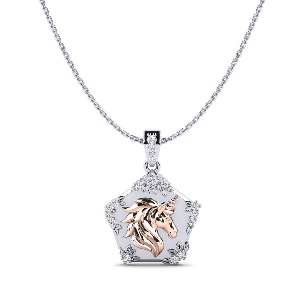 375 Weiß & Rotgold Labor-gezüchteter Diamant Damen anhänger Exiguo