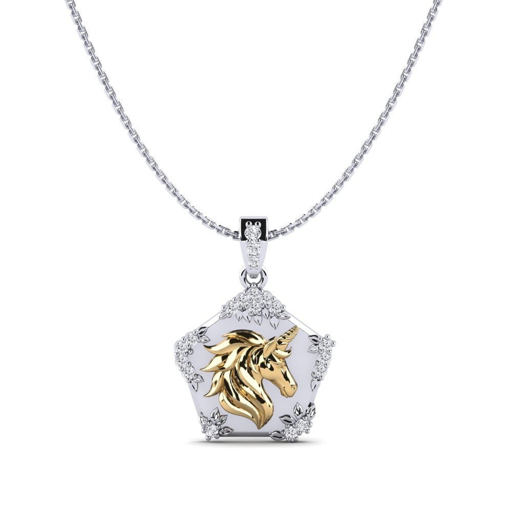 585 Weiß & Gelbgold Labor-gezüchteter Diamant Damen anhänger Exiguo