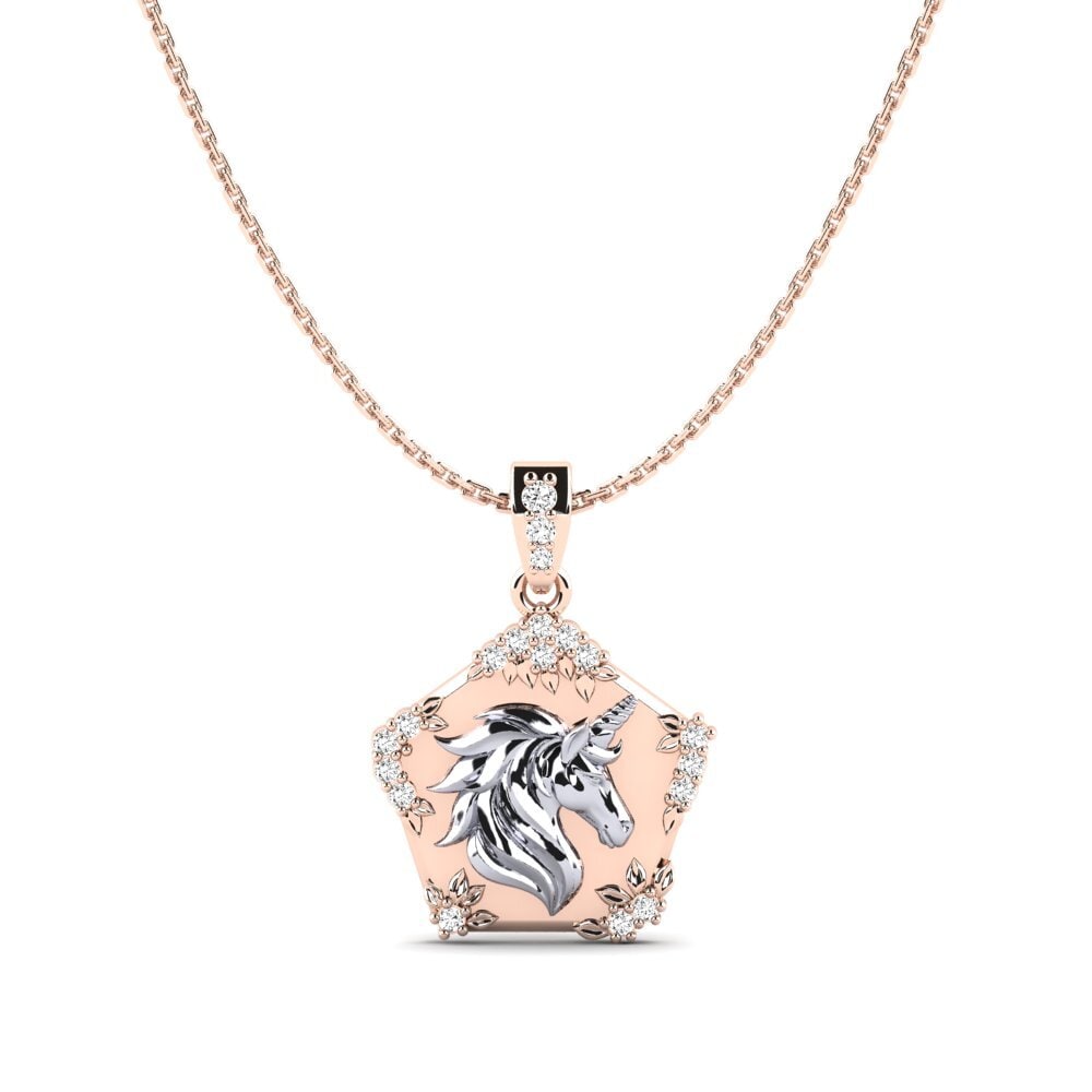 Vàng Trắng-Đỏ 9K Đá Moissanite Mặt dây chuyền nữ Exiguo