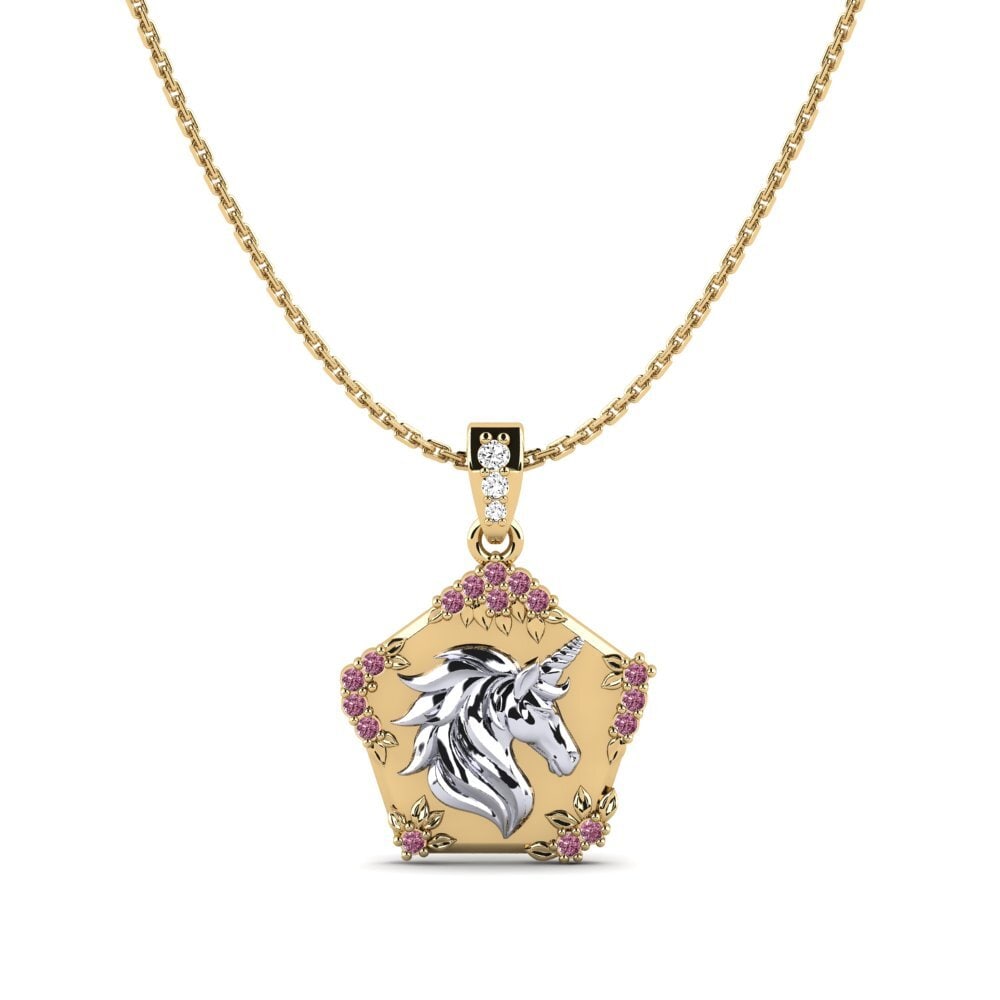 585 Gelb & Weißgold Rhodolit-Granat Damen anhänger Exiguo