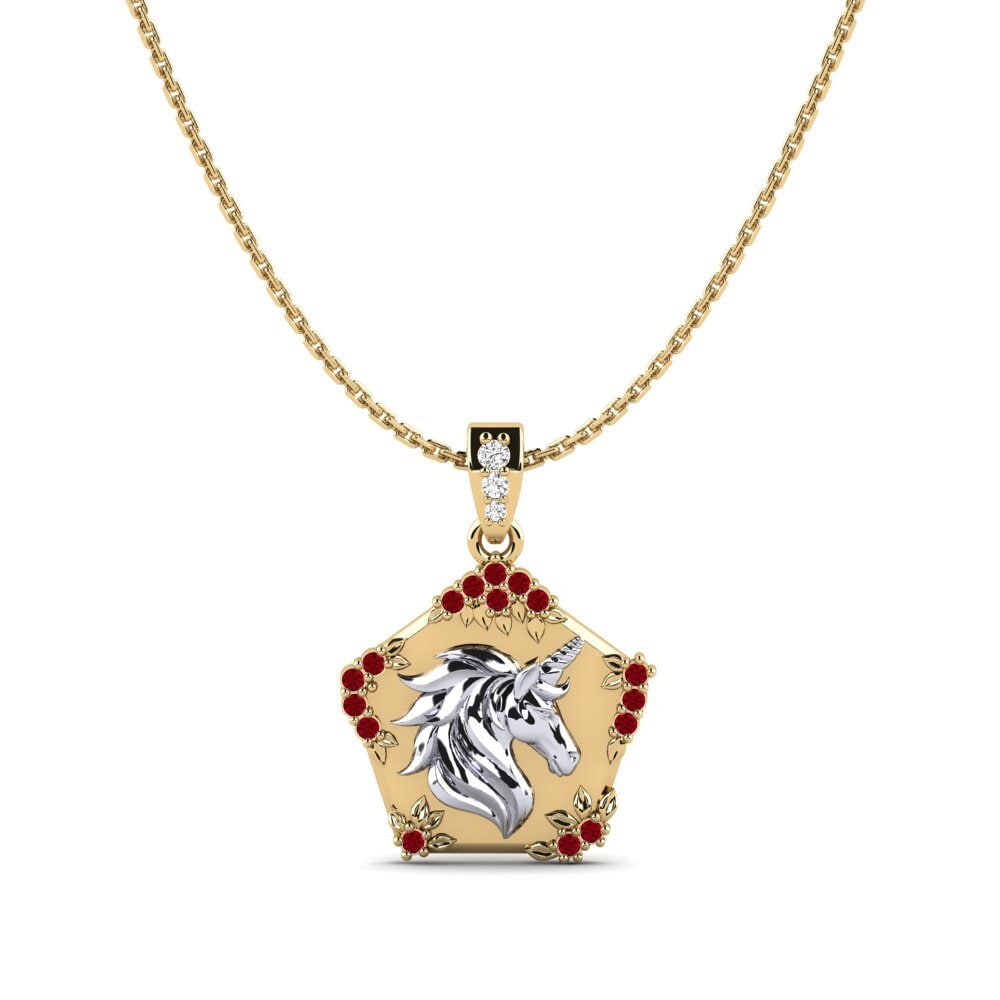 375 Gelb & Weißgold Roter Zirkonia Damen anhänger Exiguo