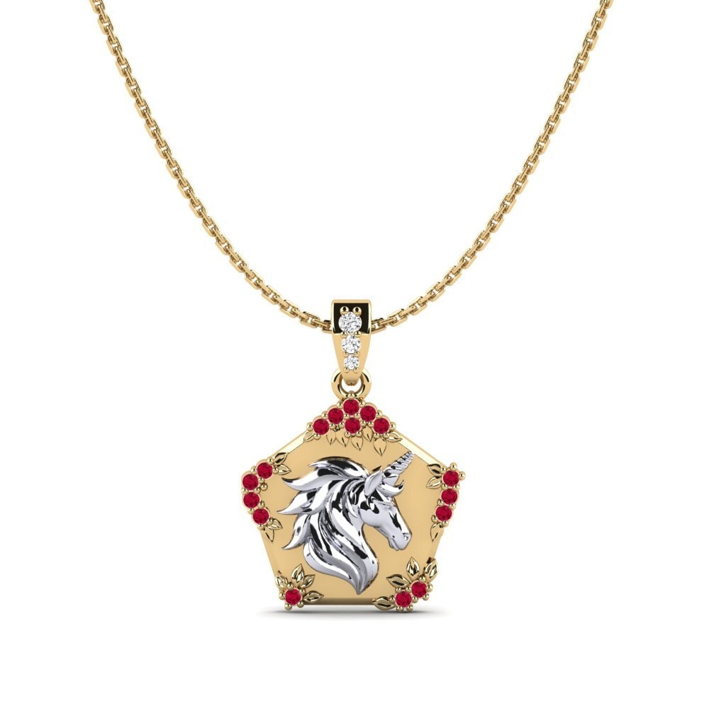 Vàng-Trắng 14K Đá Ruby / Hồng Ngọc Mặt dây chuyền nữ Exiguo