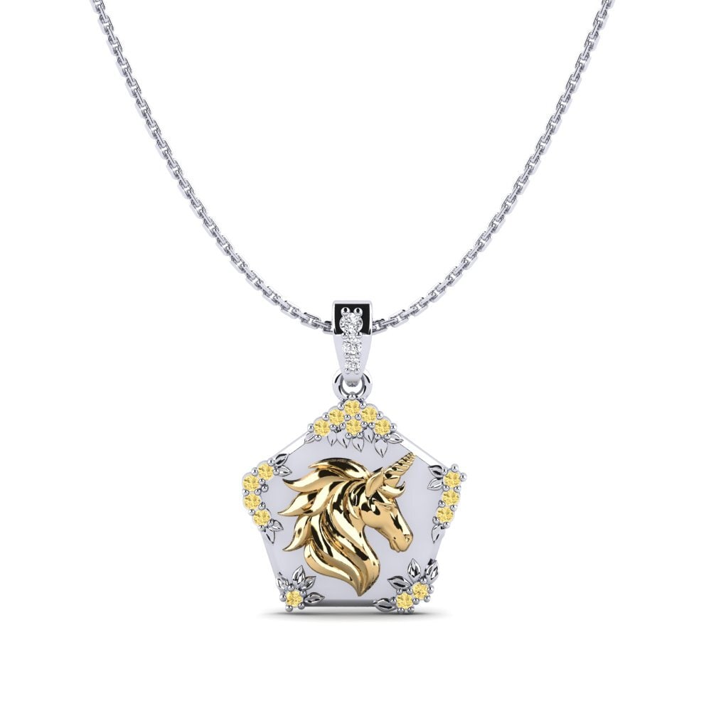 585 Weiß & Gelbgold Gelber Diamant Damen anhänger Exiguo