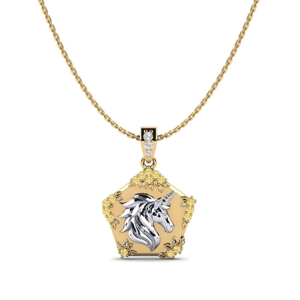 375 Gelb & Weißgold Gelber Diamant Damen anhänger Exiguo