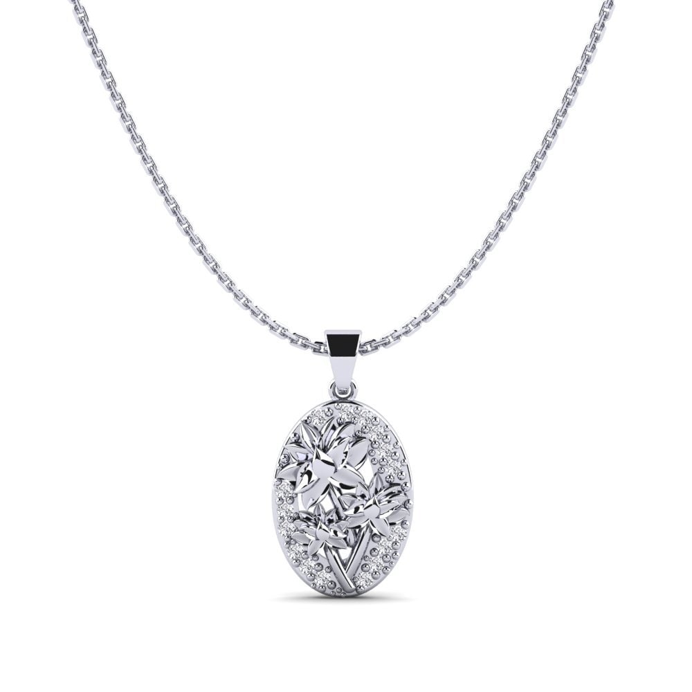 Plata 925 Diamante Colgante de Mujer Fagaceae