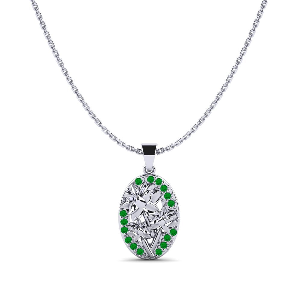 Plata 925 Esmeralda Colgante de Mujer Fagaceae