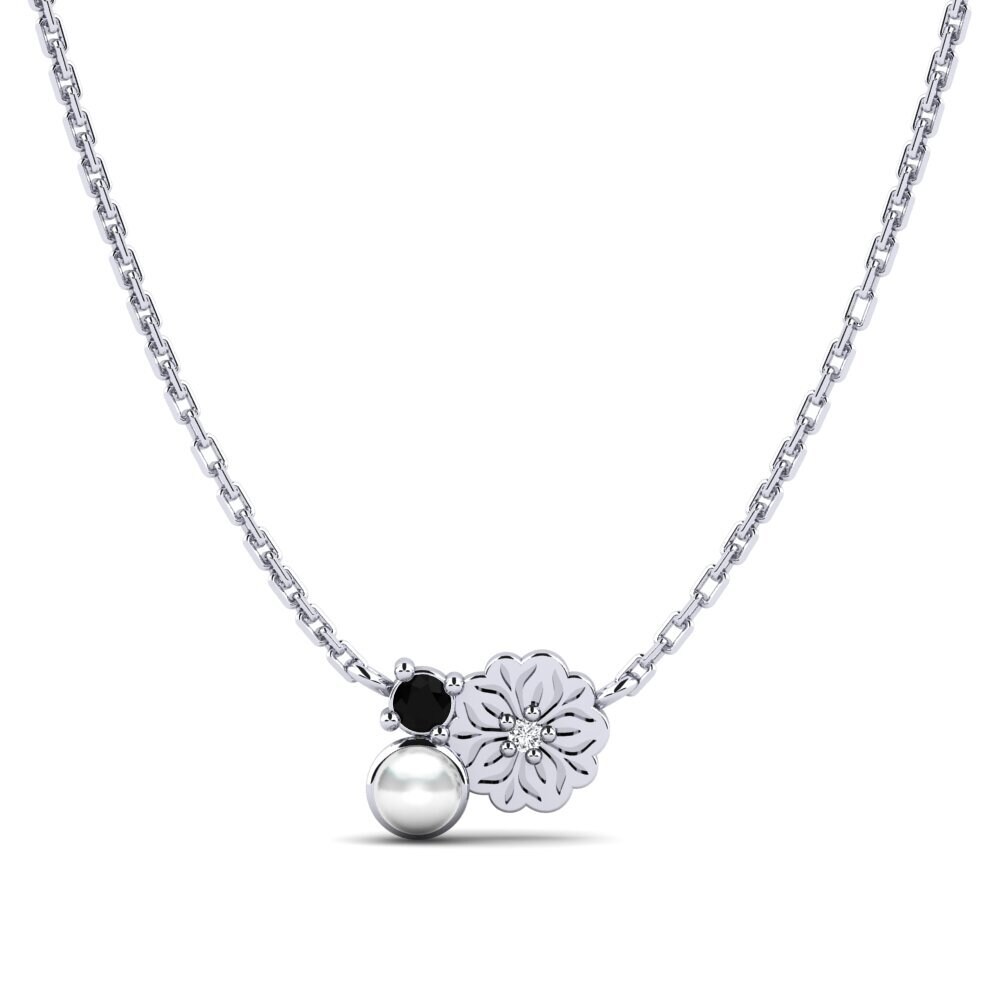 9k Oro Blanco Zafiro negro Collar de Mujer Farve