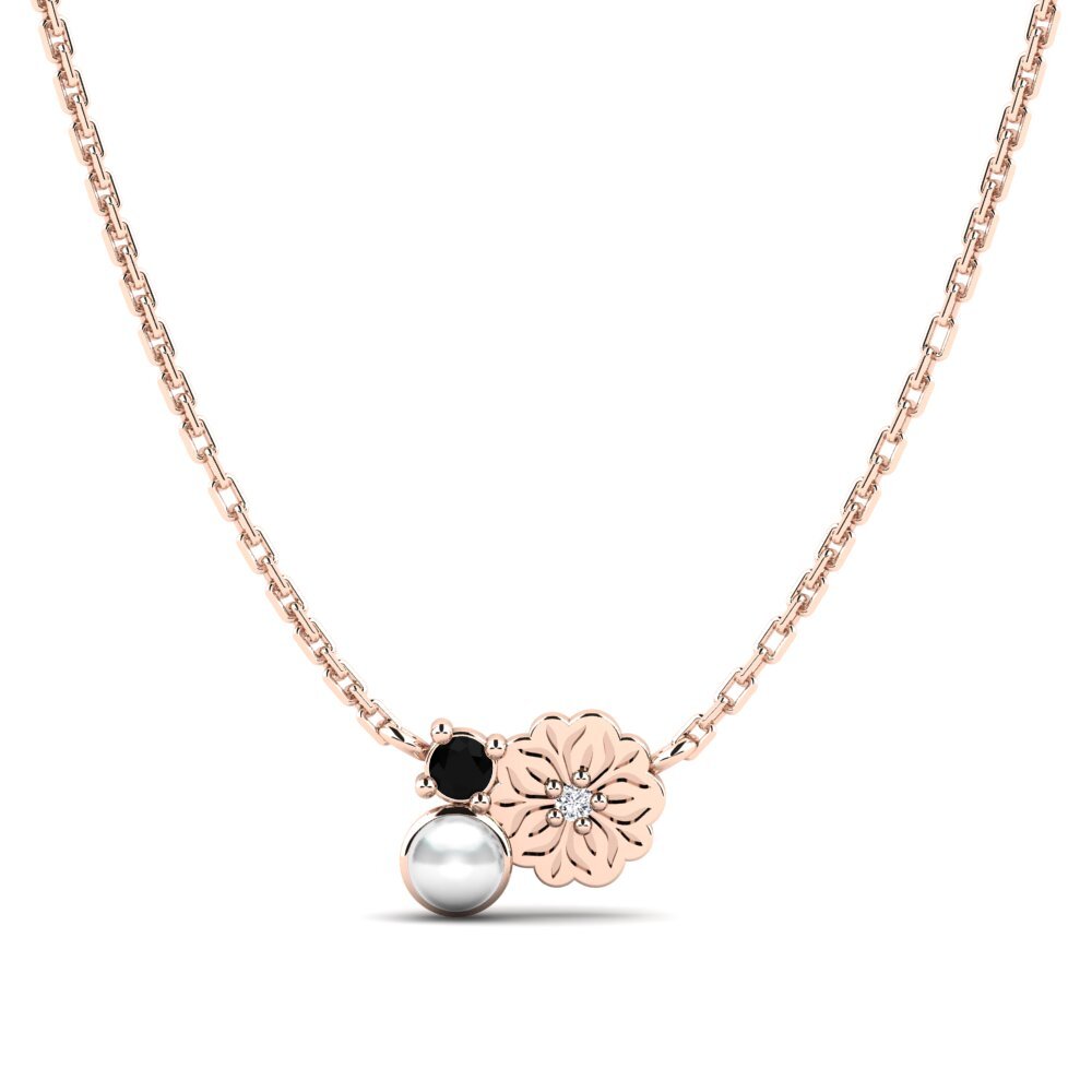 14ct Rose Gold Black Diamond Women's Necklace Farve