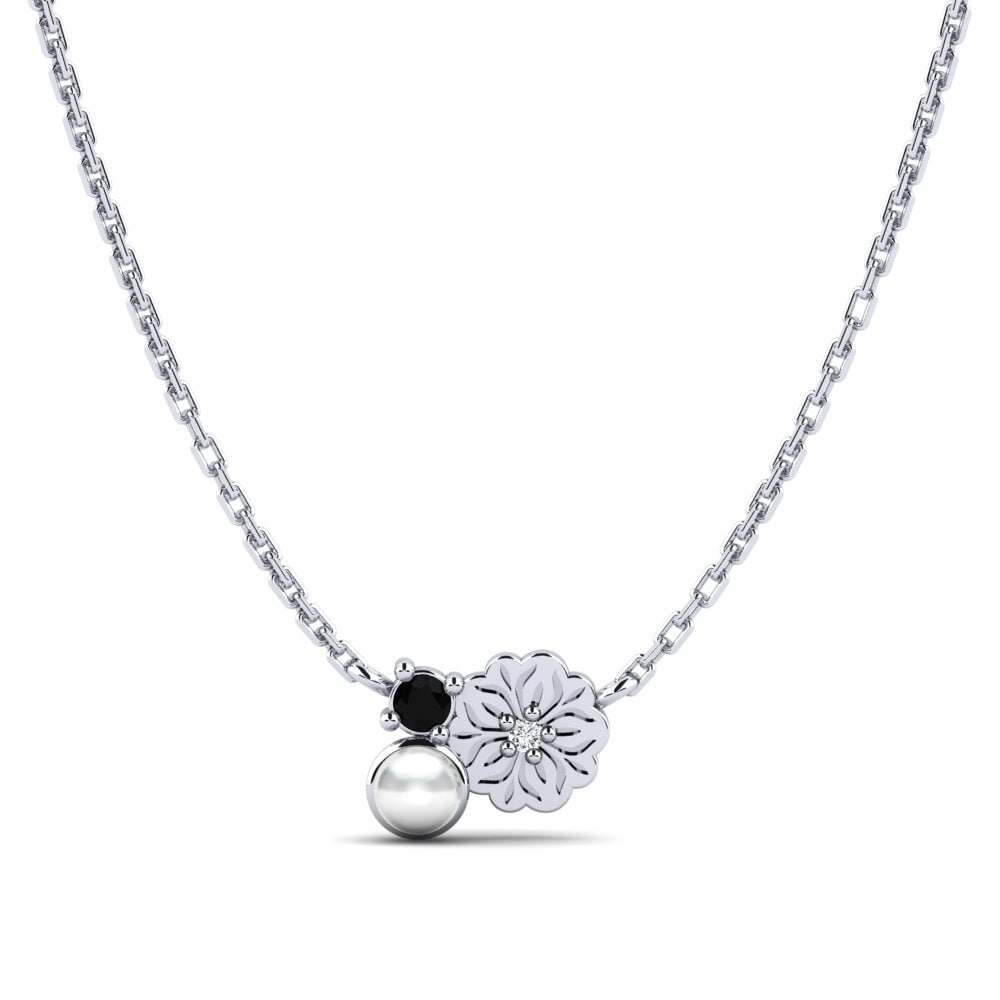 14ct White Gold Black Diamond Women's Necklace Farve