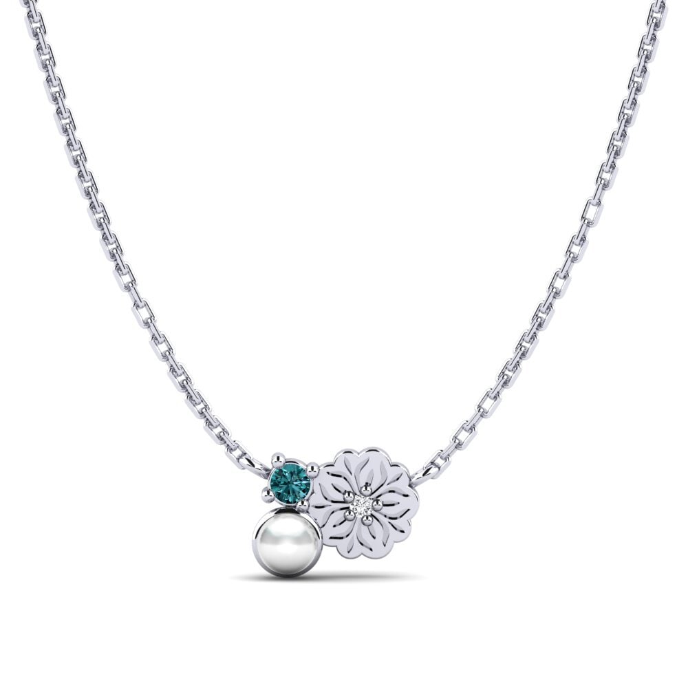 950 Platinum Blue Diamond Women's Necklace Farve