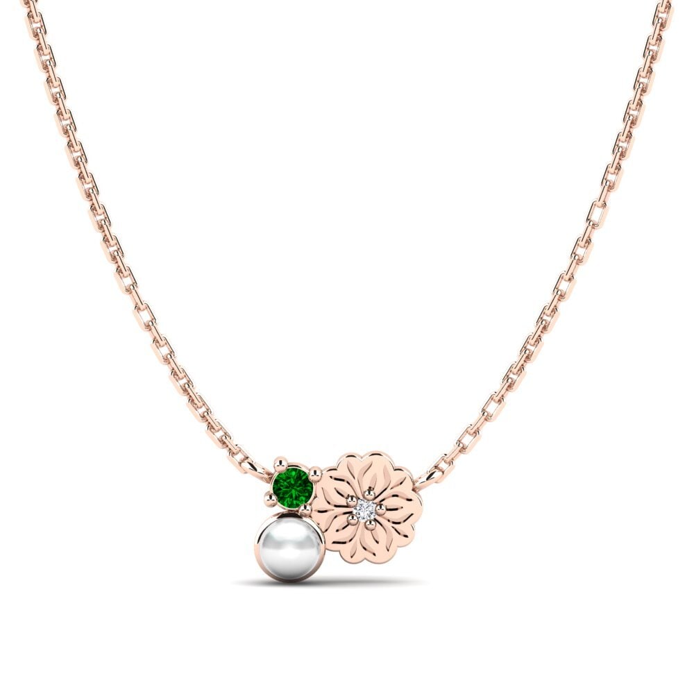 Rotgold 375 Grüner Zirkonia Damen halskette Farve