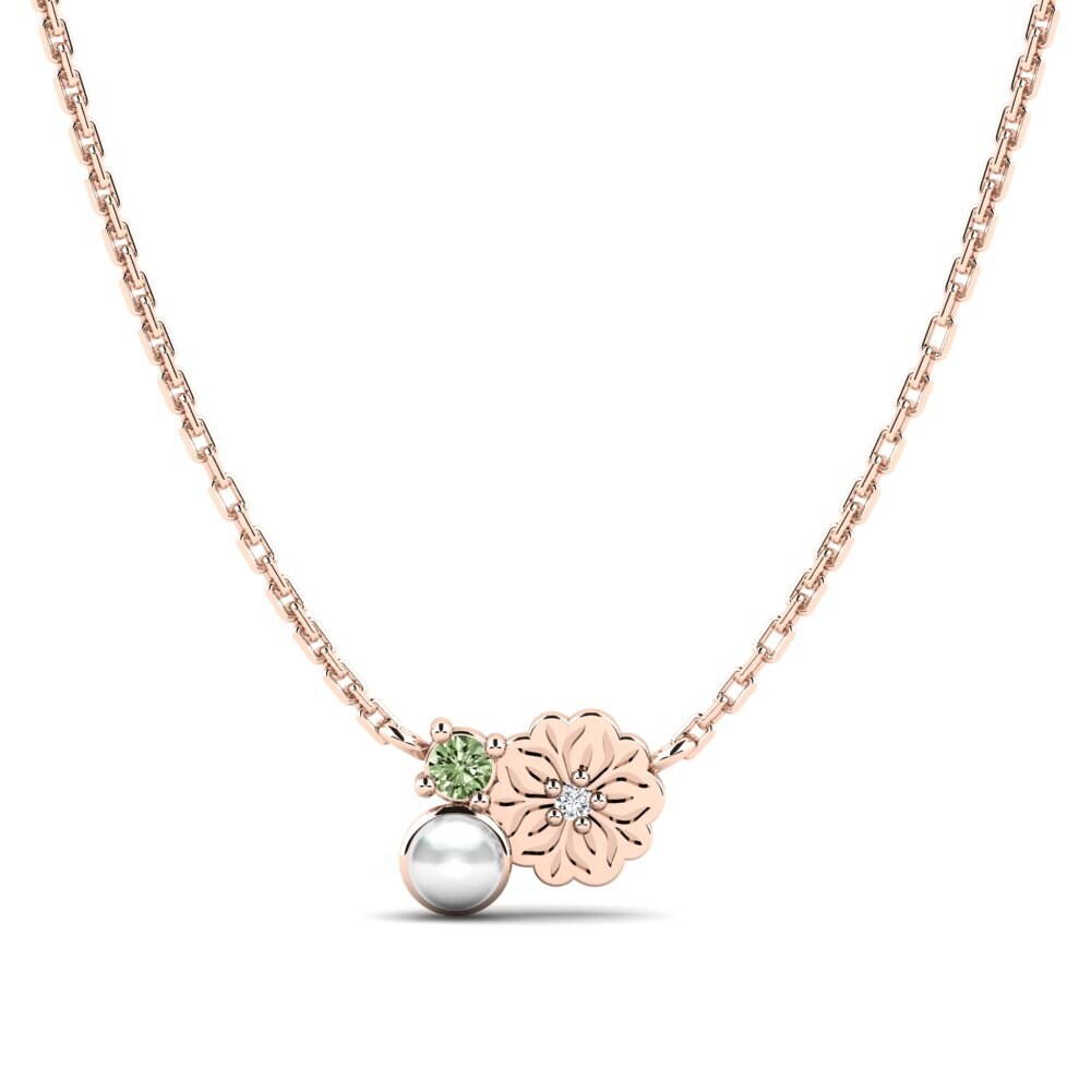Rotgold 585 Grüner Diamant Damen halskette Farve