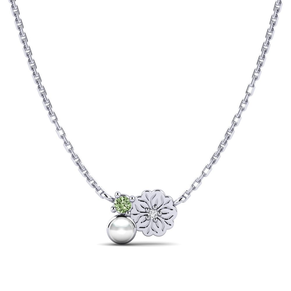950 Palladium Grüner Diamant Damen halskette Farve