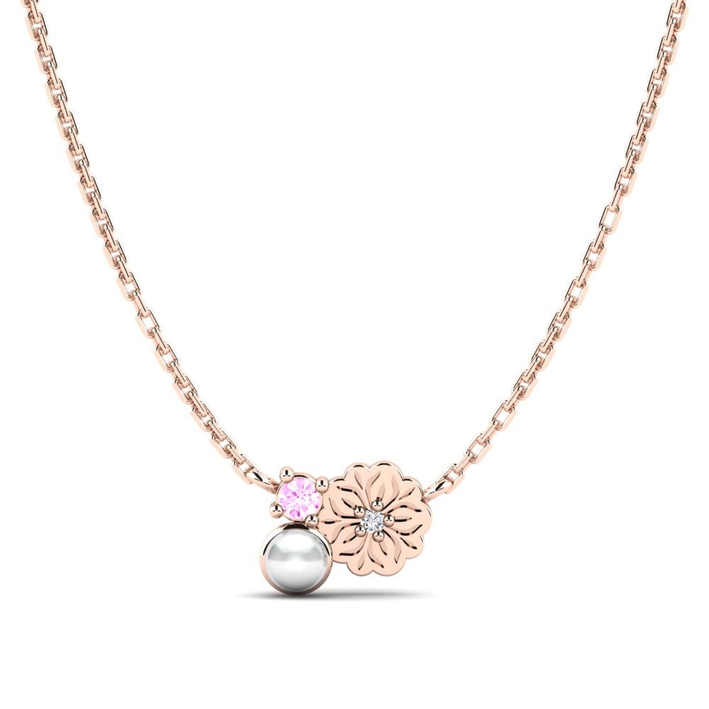 Rotgold 375 Rosa Saphir Damen halskette Farve