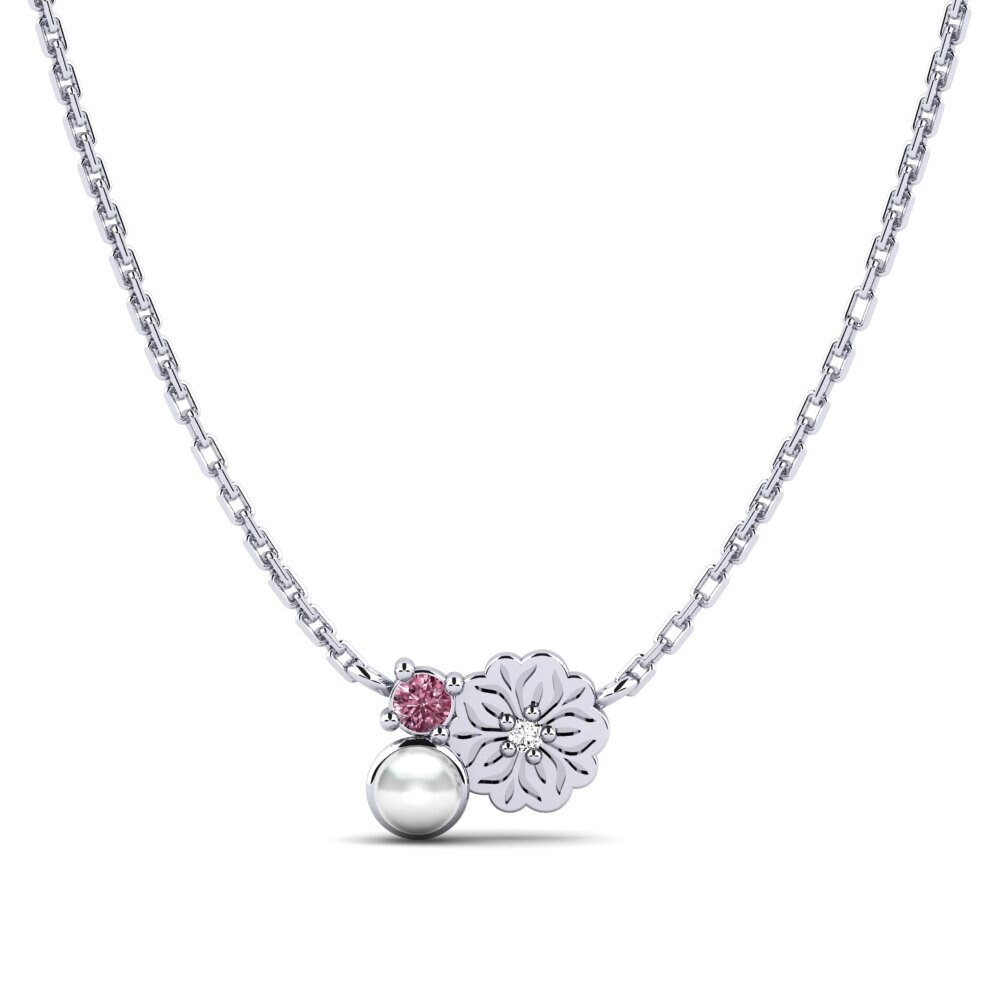 950 Platin Rhodolit-Granat Damen halskette Farve