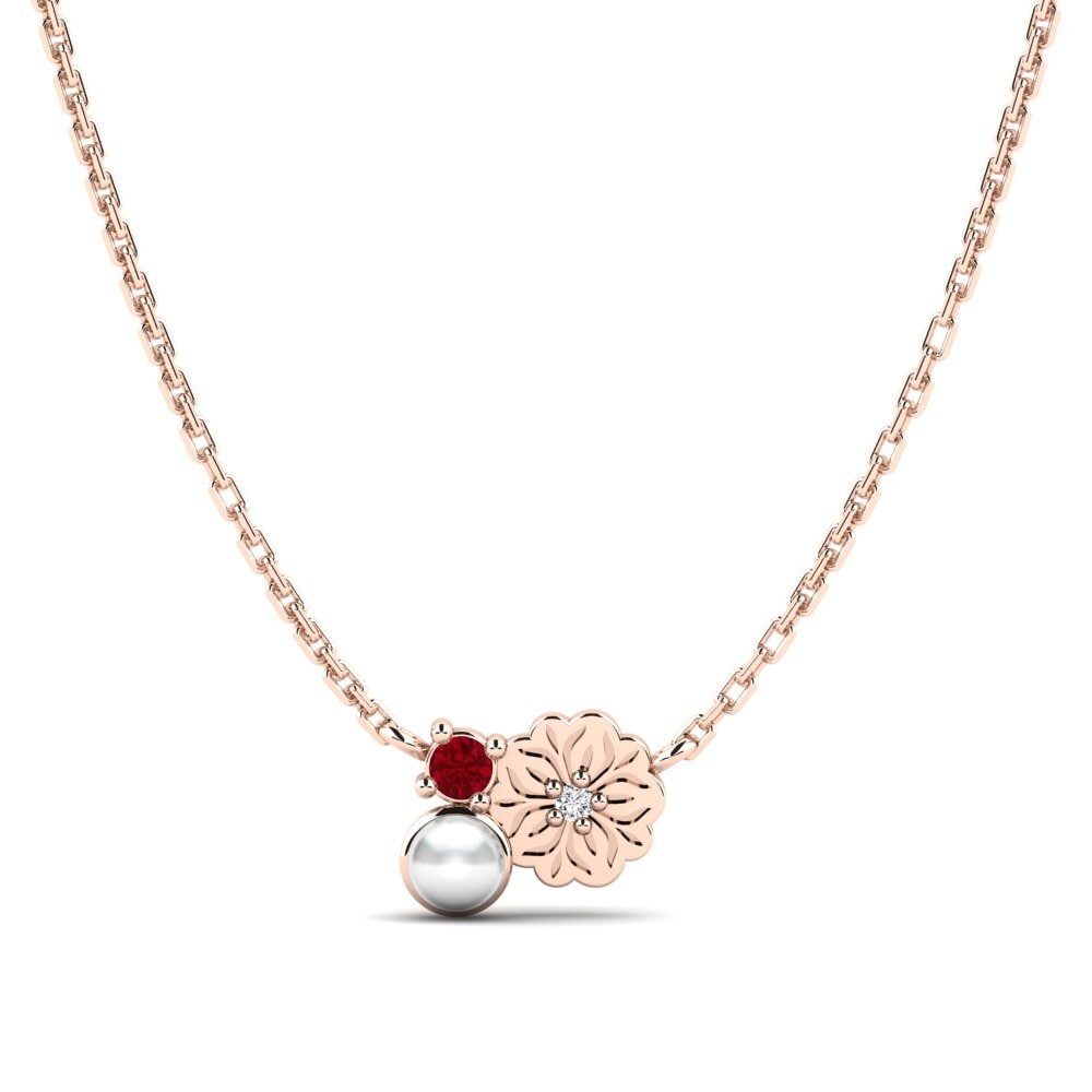Rotgold 375 Roter Zirkonia Damen halskette Farve