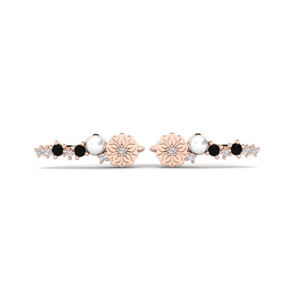 14ct Rose Gold Black Diamond Women's Earring Fasiu