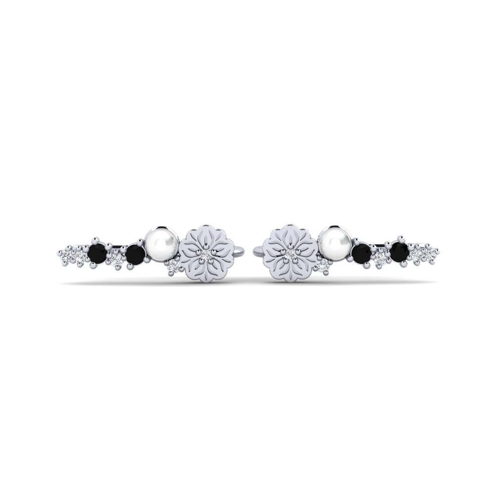 14ct White Gold Black Diamond Women's Earring Fasiu