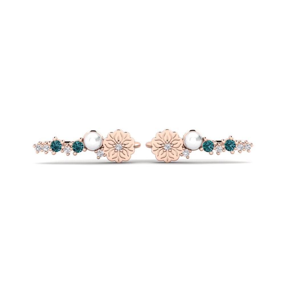 Rotgold 750 Blauer Diamant Damen ohrring Fasiu