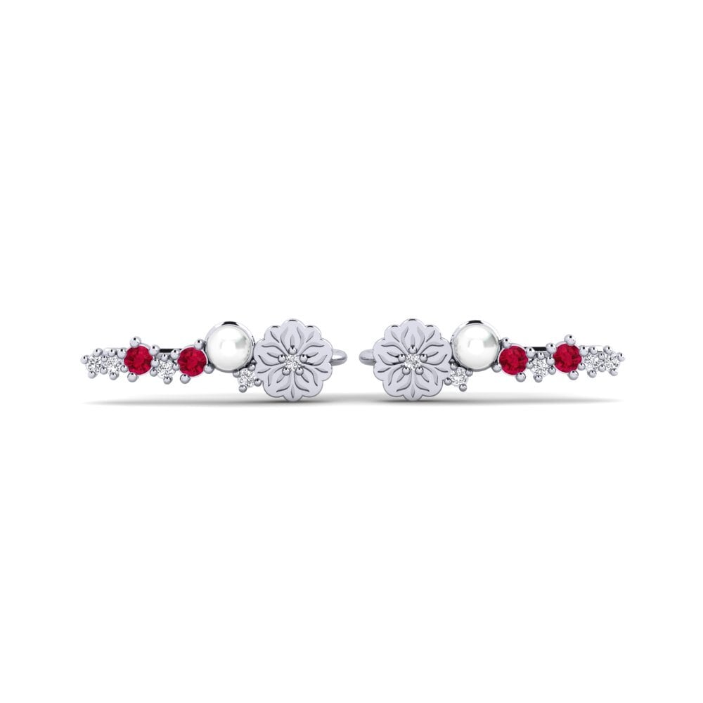 14ct White Gold Ruby Women's Earring Fasiu