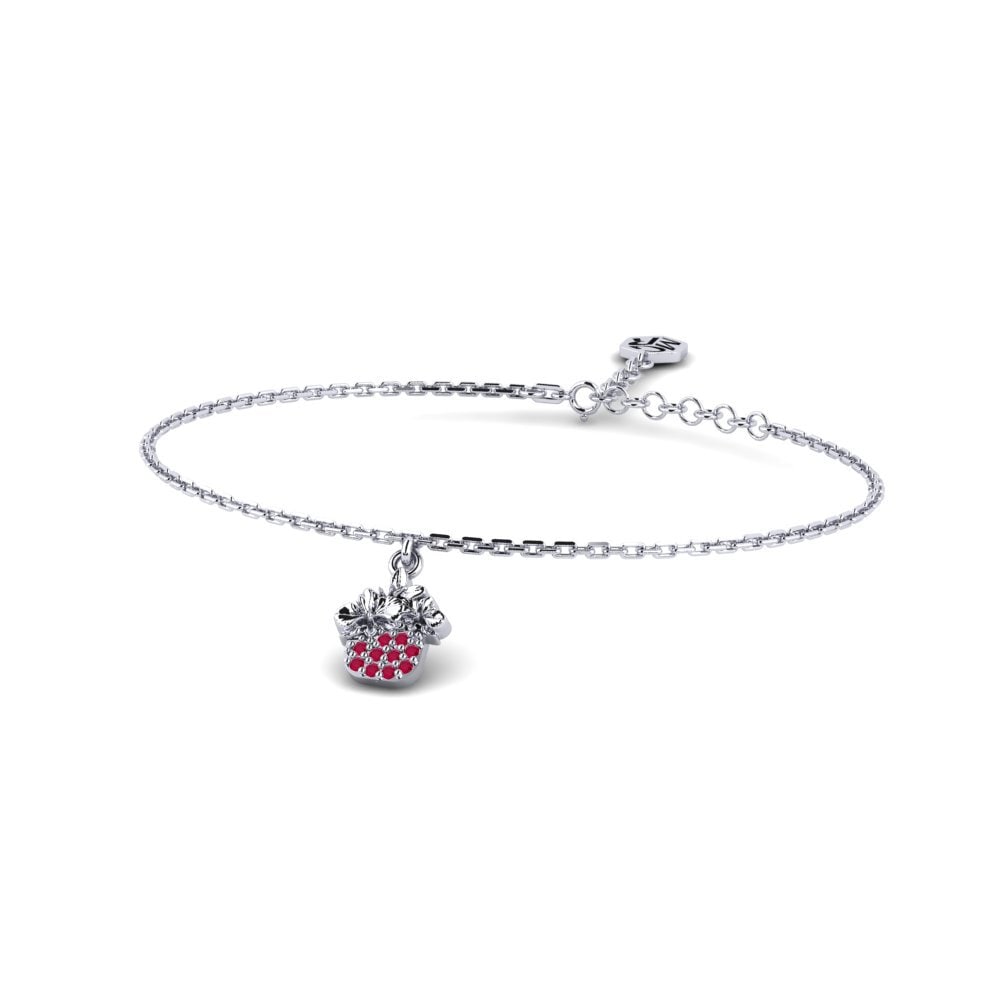 Vàng Trắng 14K Đá Ruby / Hồng Ngọc Vòng tay nữ Flatbush