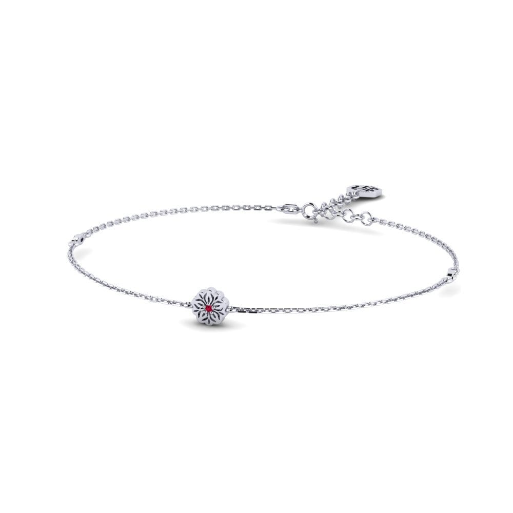 Vàng Trắng 14K Đá Ruby / Hồng Ngọc Vòng tay nữ Flawa