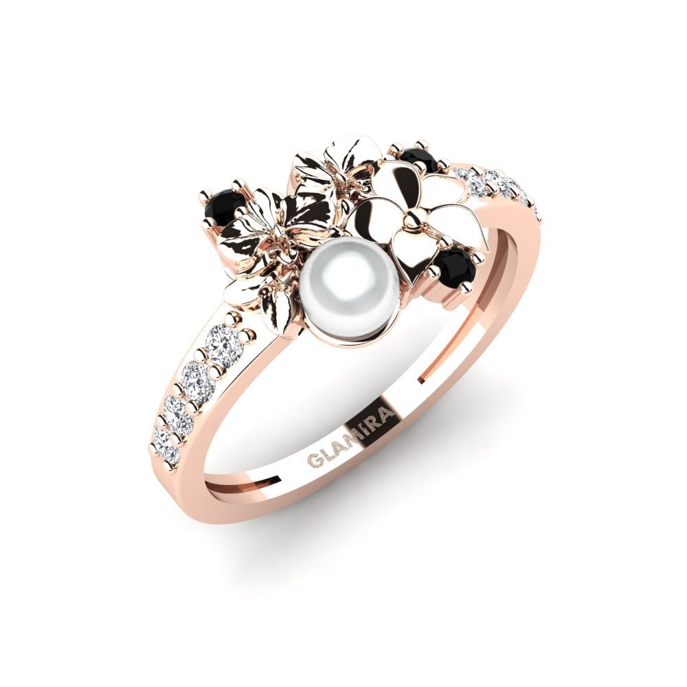 Rotgold 750 Schwarzer Saphir Ring Fleurin