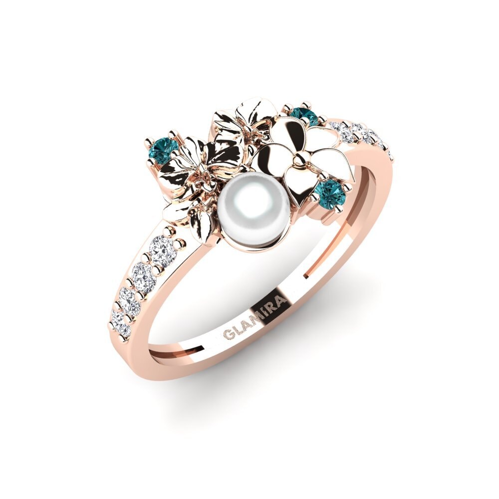 Rotgold 750 Blauer Diamant Ring Fleurin