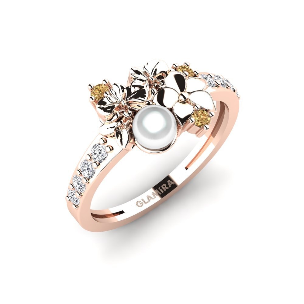 Rotgold 750 Brauner Diamant Ring Fleurin