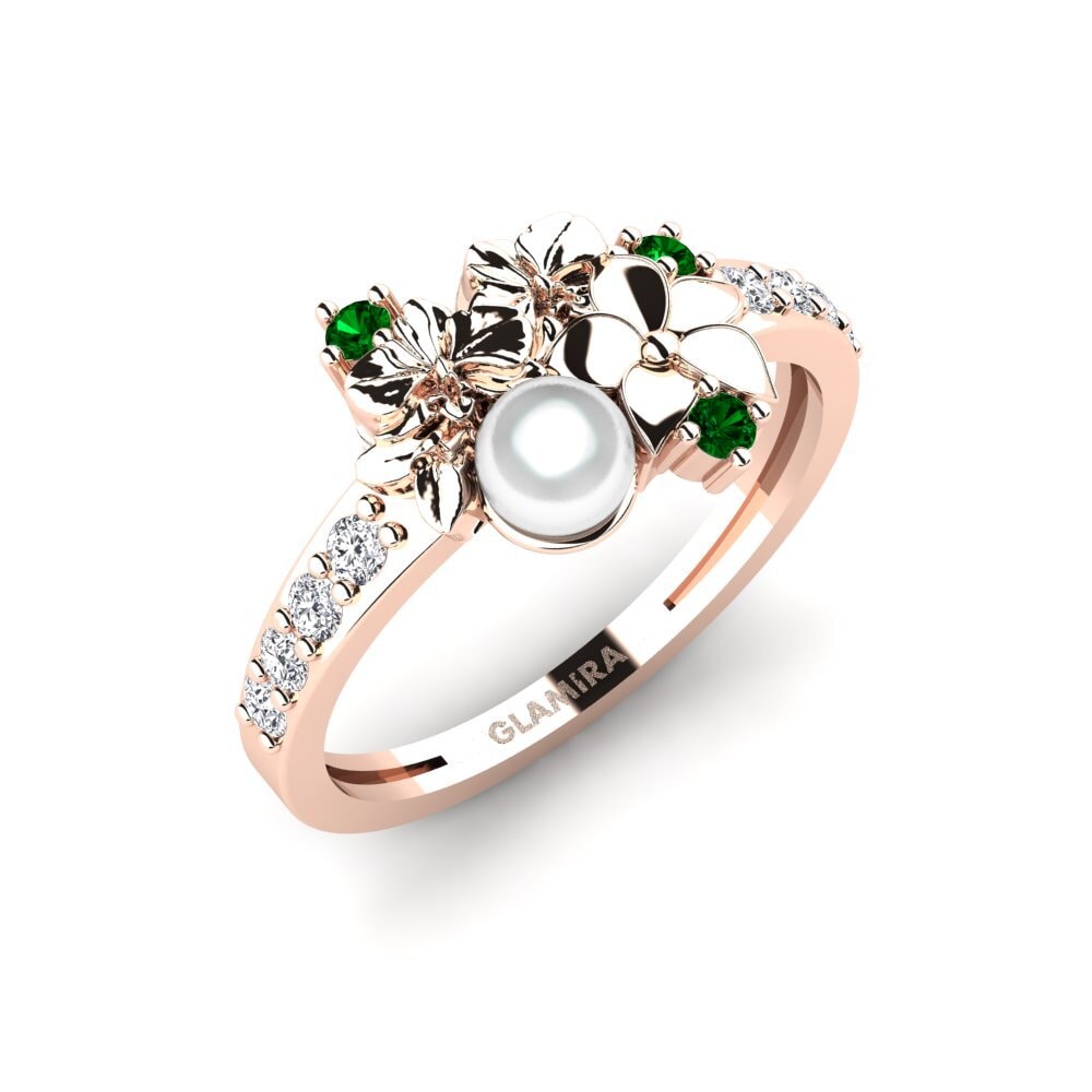 Rotgold 375 Grüner Zirkonia Ring Fleurin
