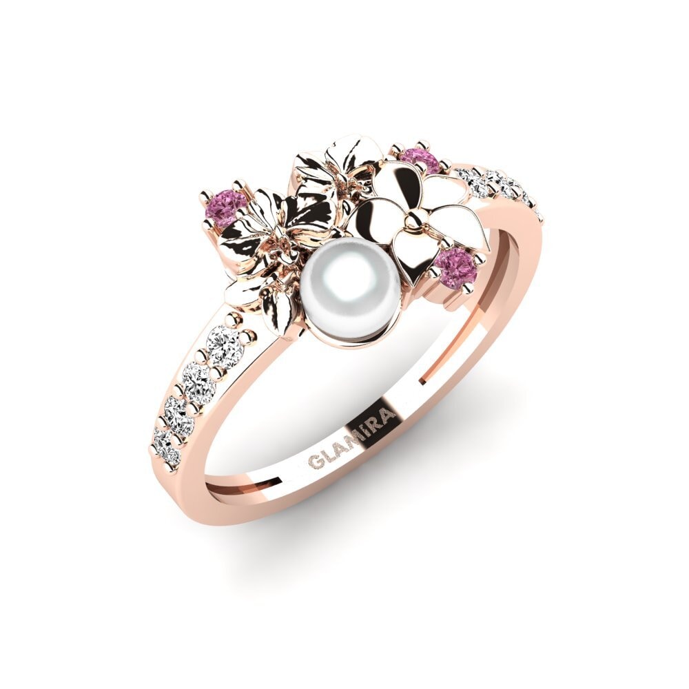 Rotgold 375 Rhodolit-Granat Ring Fleurin