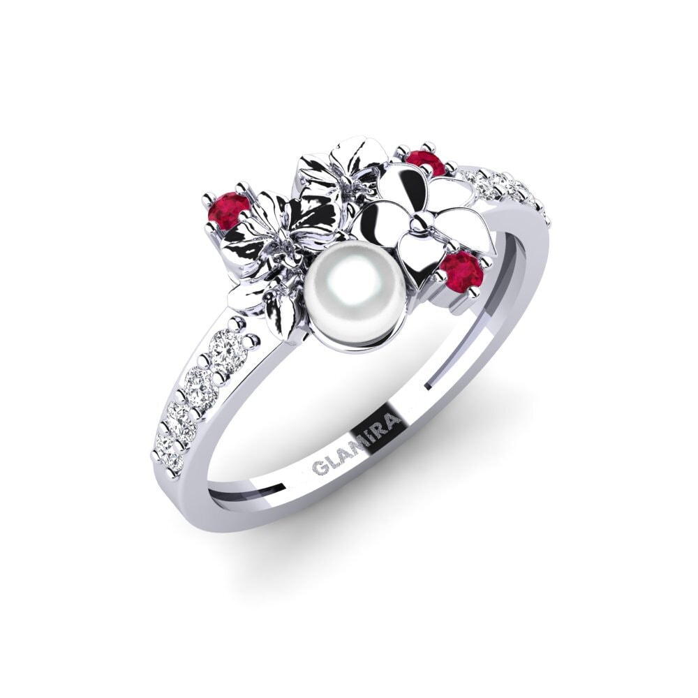 14ct White Gold Ruby Ring Fleurin