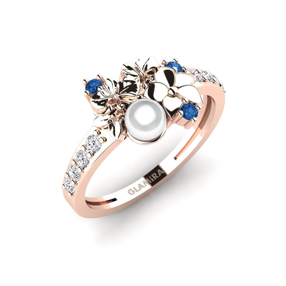 Rotgold 375 Dunkelblauer Zirkonia Ring Fleurin
