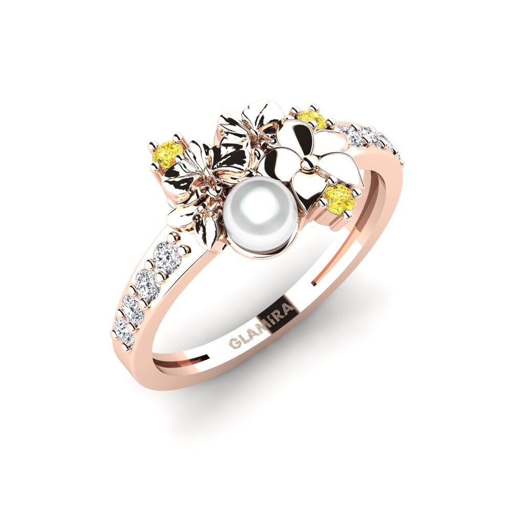 Rotgold 585 Gelber Saphir Ring Fleurin
