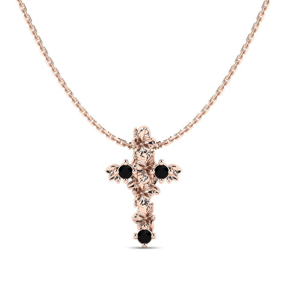 9k Oro Rosa Zafiro negro Colgante de Mujer Florasona