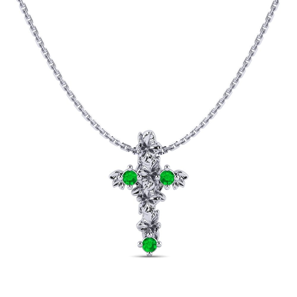 Plata 925 Esmeralda Colgante de Mujer Florasona