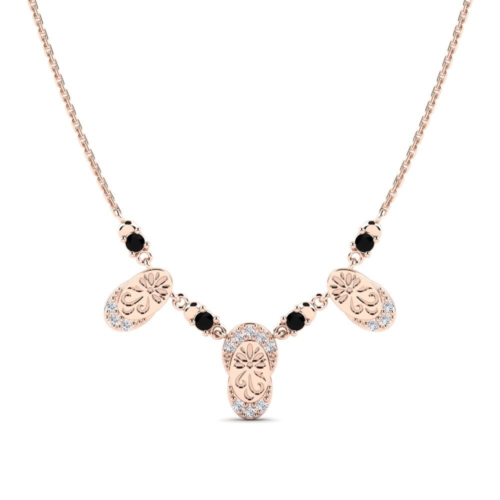 9k Oro Rosa Zafiro negro Collar de Mujer Froo