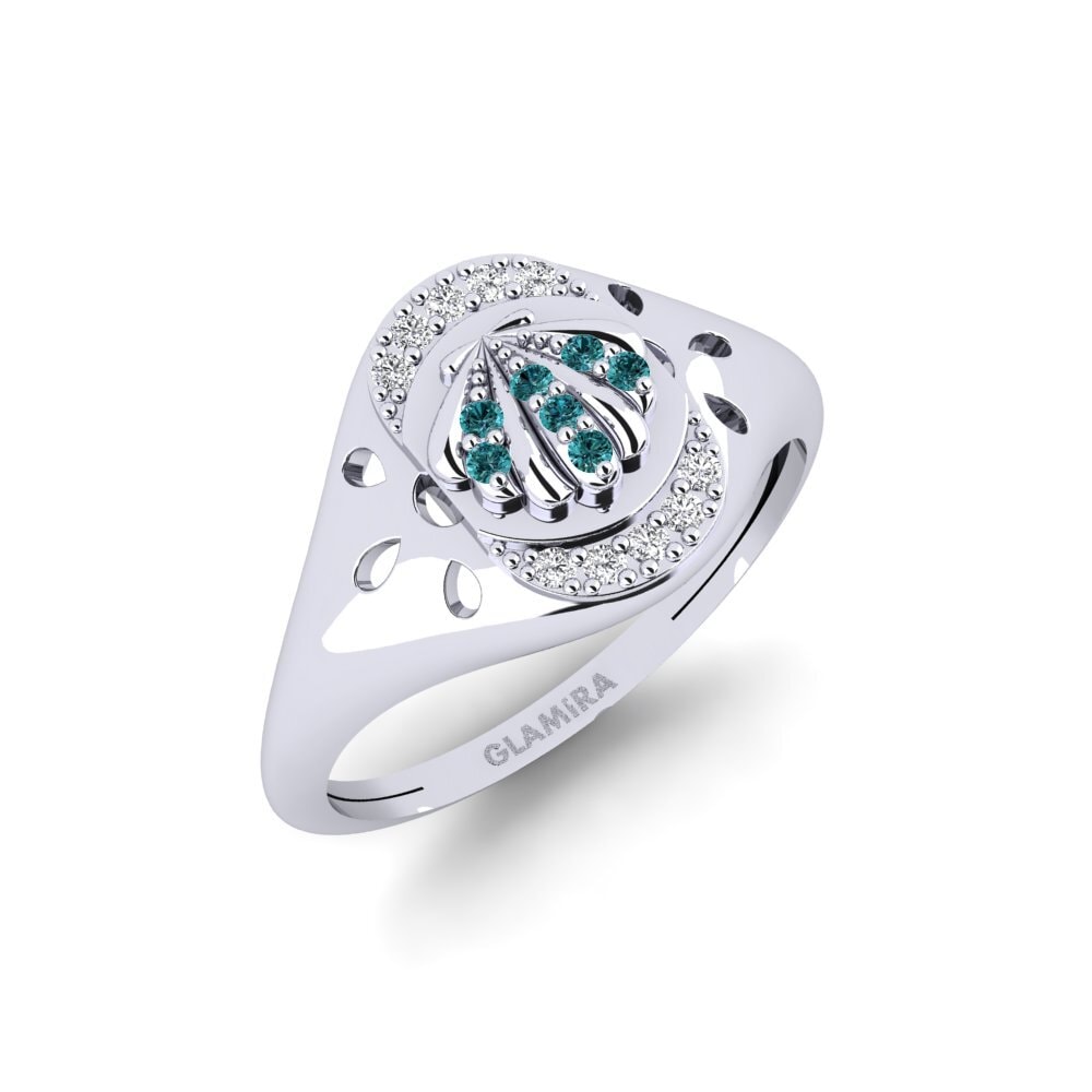 Platin trắng Kim Cương Xanh Dương Nhẫn Gnalakhin