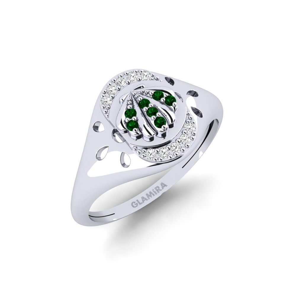 Platin trắng Đá Zirconia Xanh Nhẫn Gnalakhin