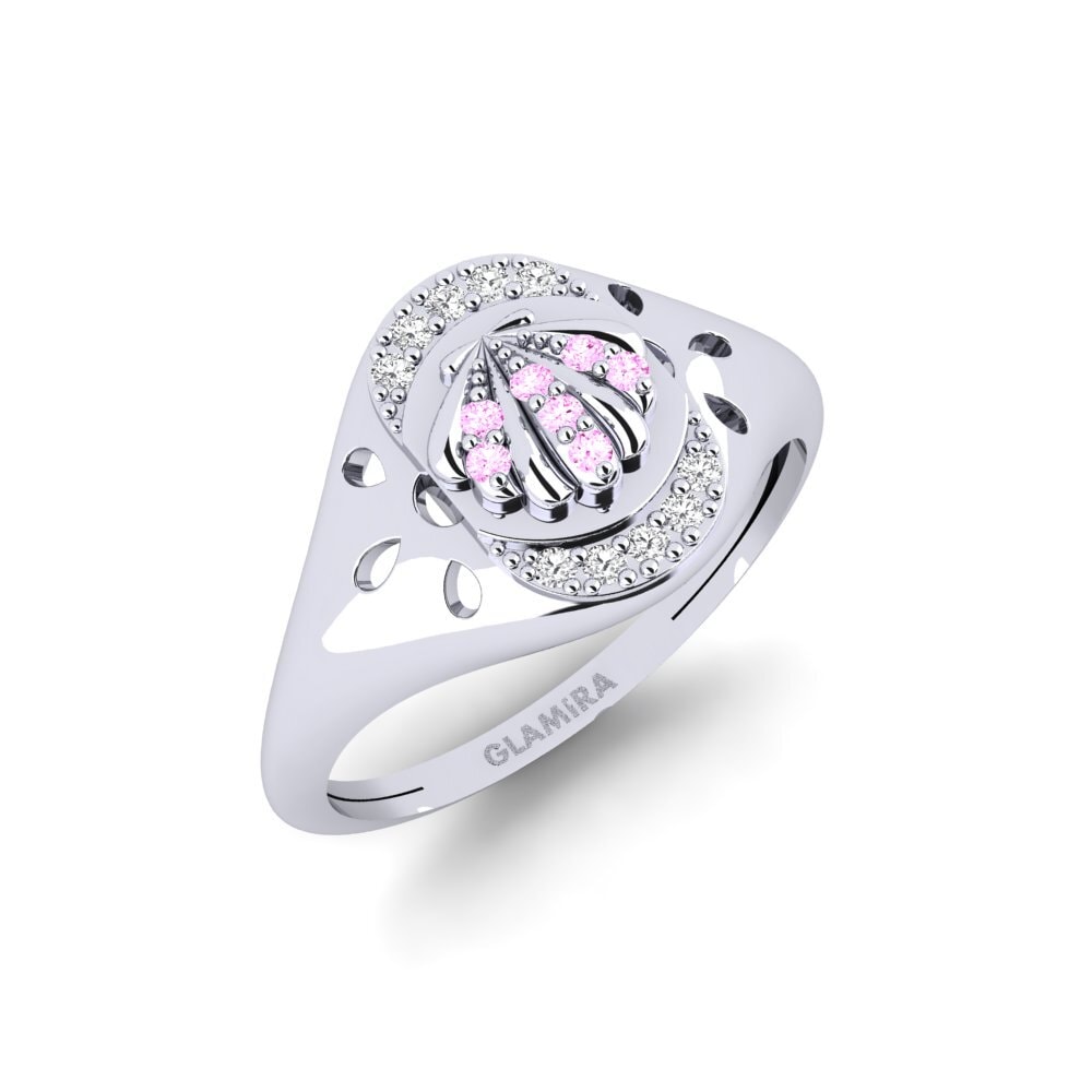 Vàng Trắng 14K Đá Sapphire Hồng Nhẫn Gnalakhin