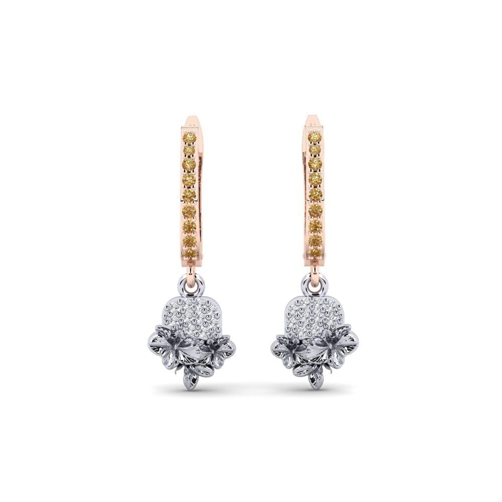 585 Rot & Weißgold Brauner Diamant Damen ohrring Greenwich