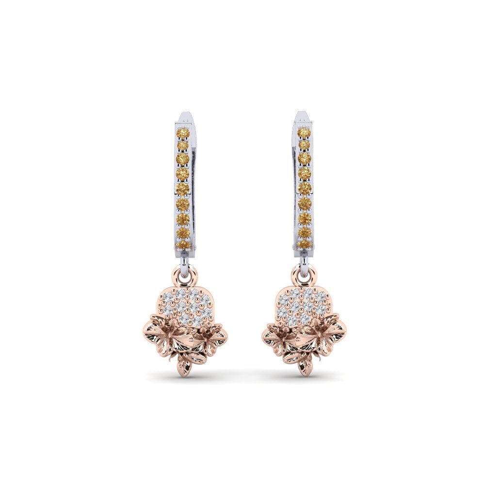 585 Weiß & Rotgold Brauner Diamant Damen ohrring Greenwich