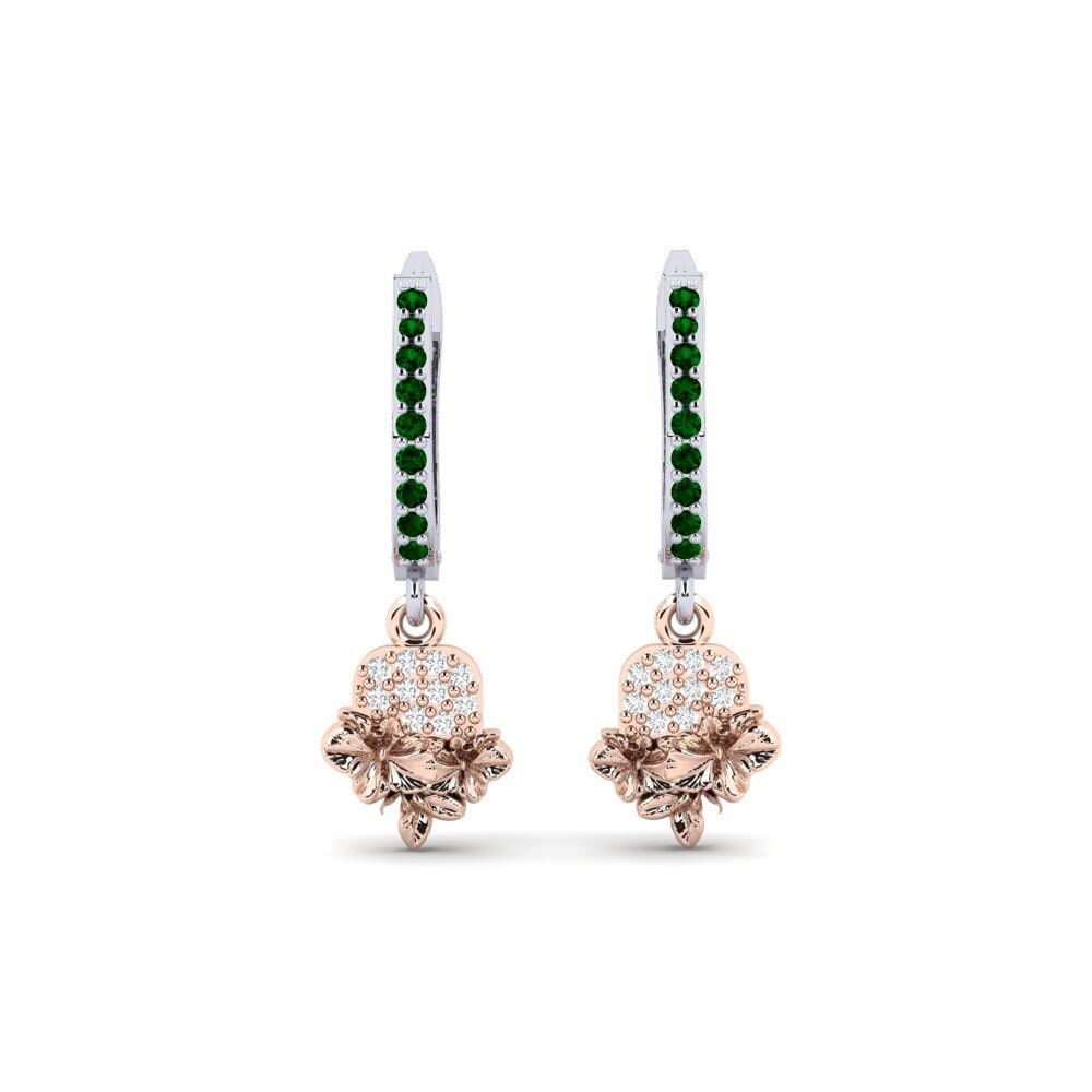 585 Weiß & Rotgold Grüner Zirkonia Damen ohrring Greenwich