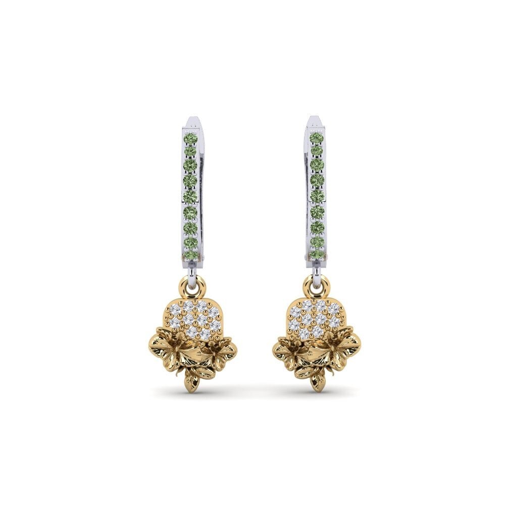 585 Weiß & Gelbgold Grüner Diamant Damen ohrring Greenwich