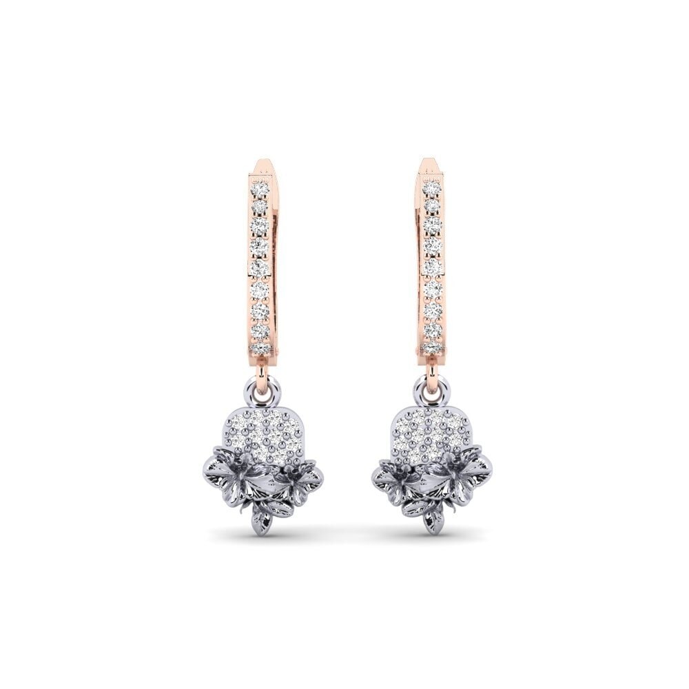 Vàng Trắng-Đỏ 9K Đá Moissanite Bông tai nữ Greenwich