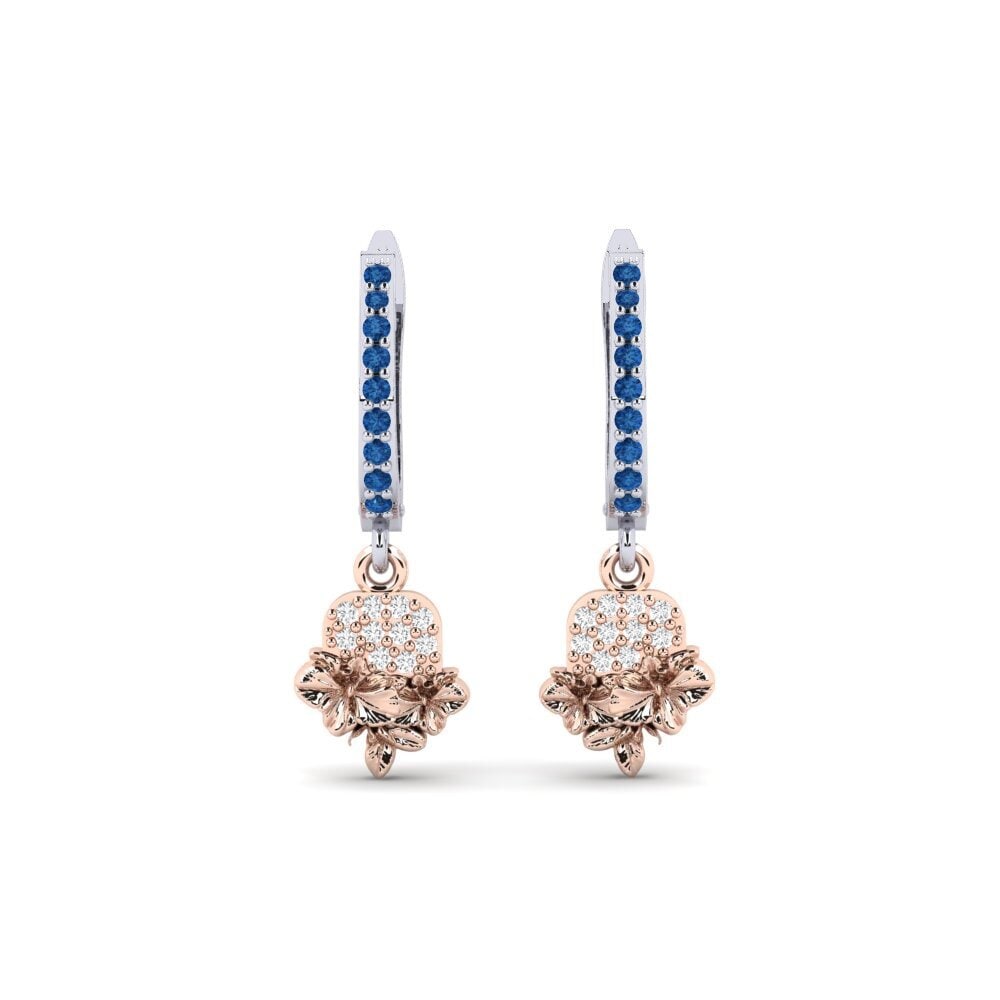 585 Weiß & Rotgold Dunkelblauer Zirkonia Damen ohrring Greenwich